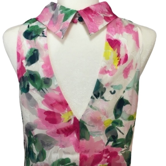 Eliza J Crepe de Chine Pink Dropped Waist Dress Open Back Subtle High Low Sz 10 - Picture 5 of 9